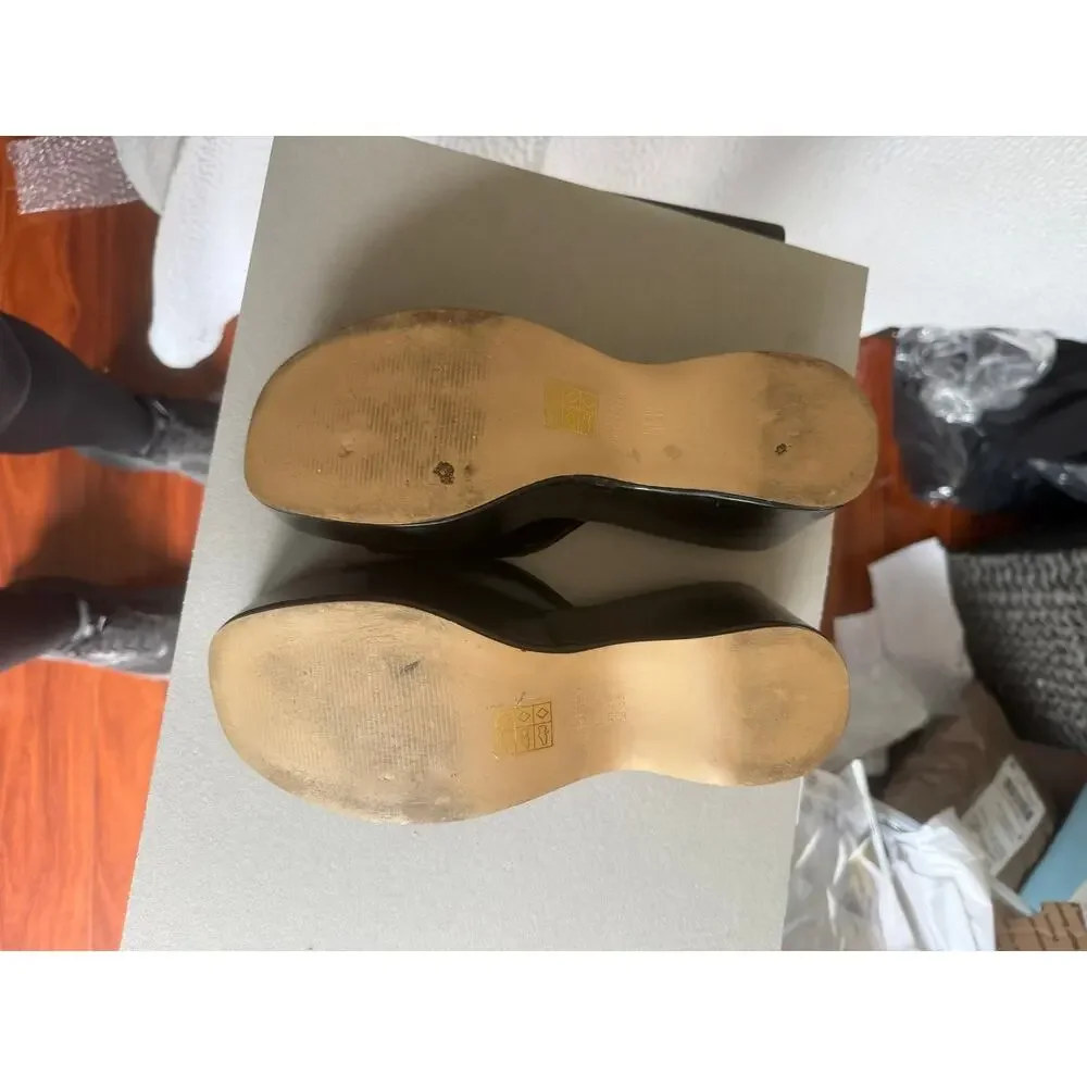 Urban Outfitters Black Platform Wedge Mule Slides Womens 8 Y2K Chunky Sandals